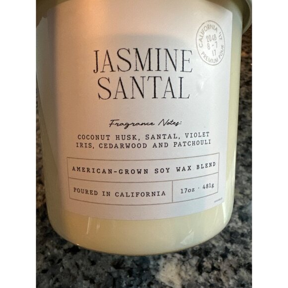 Leoben Company Jasmine Santal Candle 17 Ounces 2 Wick Soy Wax Blend Fragrance - Picture 2 of 5